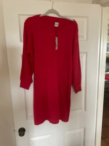 Nic and Zoe Red channeled knit shift dress with pockets NWT - Picture 1 of 2