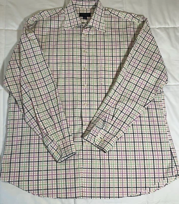 Scott Barber Long Sleeve Hidden Button-Down Collar Bright Color Plaid Size XL - Image 1 of 4