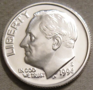 SELLING AS SHOWN - 1994 S SILVER PROOF ROOSEVELT DIME *** 90% SILVER *** 233 - Picture 1 of 6