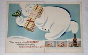 1952 Schenley Whiskey Christmas Snowman Print Ad - Picture 1 of 1