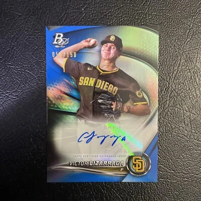 2022 Bowman Platinum Top Prospects Auto Blue /150 Victor Lizarraga PADRES READ - Image 1 of 3