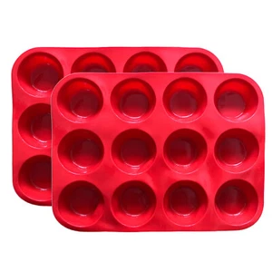 2x 12er Silikon Muffinform Backform Backhilfe Muffinförmchen Kuchenform Cupcake - Bild 1 von 2