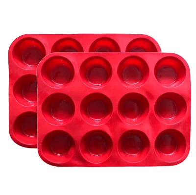 2x 12er Silikon Muffinform Backform Muffinförmchen Backhilfe Kuchenform Cupcake) - Bild 1 von 2