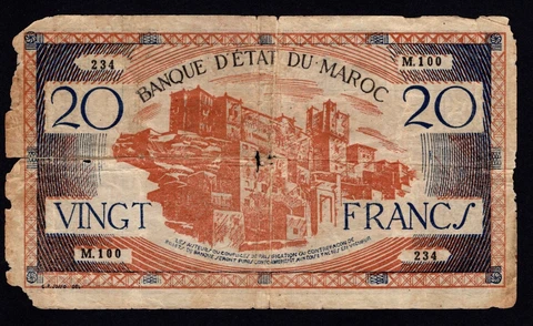 Morocco 20 Francs 1943 * P-39 * Marrakesh * Cover