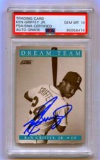 Ken Griffey Jr 1991 Score Dream Team #892 Signed PSA 10 Auto Mariners HOF