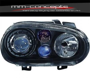 Faros negros para VW Golf 4 IV R32 Xenon Look Design Turbo Jubi GTI H7 / H3 - Imagen 1 de 1