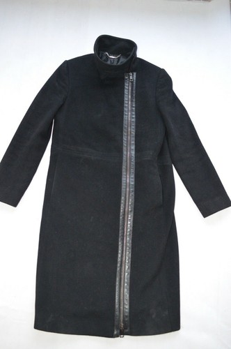 Giacca trench Gucci Lana Nera Cashmere Lunga Cerniera Attraverso Cerniera Donna IT44 UK12