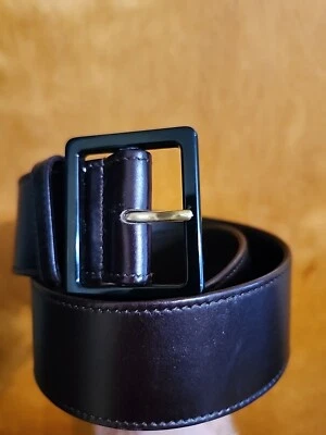 Cinto jeans largo vintage Yves Saint Laurent preto, tamanho 72cm (29 pol) - Imagem 1 de 4