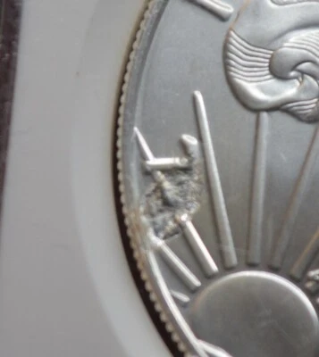 2020 $1 American Silver Eagle Obverse Large Struck Thru Error NGC MS 69 FreeShip - Image 1 of 3