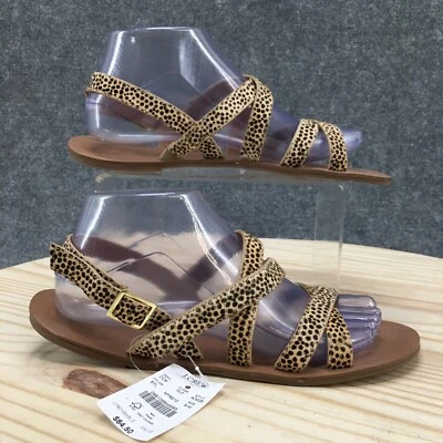 Sandalias J Crew para mujer 9 pelo de becerro leopardo con tiras de cuero beige NUEVAS Foto 1 de 4