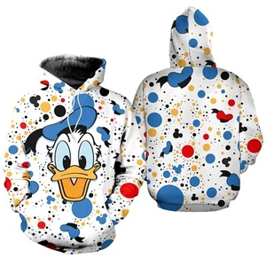 Donald Duck Polkadot Pattern Disney Cartoon Graphic Outfits Clothing Men - Picture 1 of 2