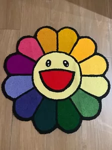 Handmade Takashi Murakami Rug Hypebeast Carpet Hypebeast Room Decor Flower Mat - Picture 1 of 7