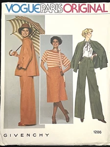 Vogue 1286 Pattern 8 Givenchy High Waist Wide Leg Pants Boxy Jacket Skirt Paris - Picture 1 of 8