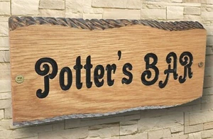 Personalised Carved Oak Wooden House Sign Number Name Plaque Outdoor 150x300mm - Picture 1 of 16