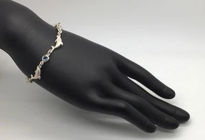 Sterling Silver Dolphin Link Bracelet Multi Colored Hearts Lobster Clasp 6 1/2 “ - Picture 1 of 4