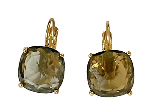 Gelber Citrin facettierte Ohrringe 1/2 Zoll quadratisch vergoldet Hebelverschluss 0045 - Bild 1 von 5
