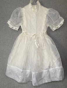 Abito vintage Sears Roebuck & Company bambina taglia 7 pizzo panna - Foto 1 di 15