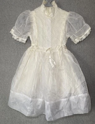 Vestido vintage de encaje crema para niñas Sears Roebuck & Company talla 7 Foto 1 de 4