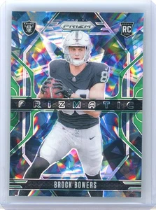 Panini Prizm Brock Bowers #20 Green Ice Prizmatic Raiders RC 2024 - Imagen 1 de 3