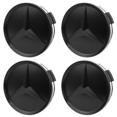 Tapacubos centrales de rueda negros 75 mm emblema buje insignia 4 piezas aptos para Mercedes Benz C E S Foto 1 de 4