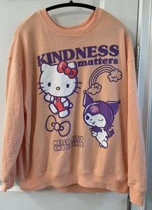 HELLO KITTY Women Sweatshirt Peach Crewneck Graphic Size XXL - Picture 1 of 3