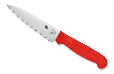 Spyderco Knives Utility Kitchen Knife Cutlery Red Serrated Stainless K05SRD - Image 1 of 2