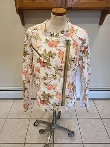 Lane Bryant DAMEN-MOTORRADJACKE MEHRFARBIG GEBLÜMT GRÖSSE 28  - Bild 1 von 12