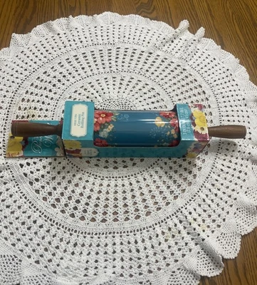 Rodillo de cerámica floral vintage Pioneer Woman verde azulado nuevo en paquete stock antiguo Foto 1 de 4