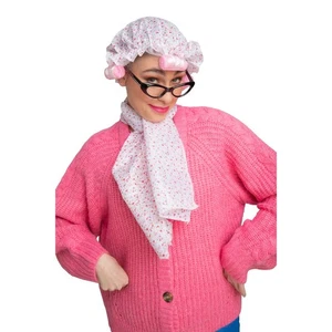 Sofort ALTE DAME GRAUE HAARE 4 Stück Kostüm Perücke befestigt Rollen Brille Schal - Bild 1 von 3