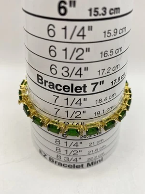 Brazalete Vermeil Oro Sobre Plata 925 Corte Ovalado Esmeralda Creado Laboratorio de Tenis Foto 1 de 4
