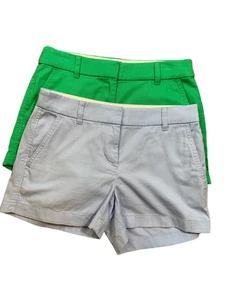 Women's J. Crew Chino Shorts 2 Piece Bundle Green/Blue Size 0 Preppy Academia - Picture 1 of 11