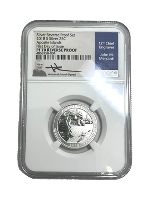 2018 NGC Apostle Islands PF70 Reverse Proof FD Issue Quarter Mercanti Signed - Image 1 of 4