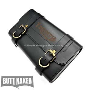 TRIUMPH RECTANGULAR TOOL ROLL - GENUINE BLACK LEATHER - UK SUPPLIED - Picture 1 of 5