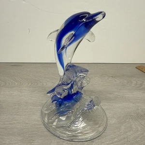 "Estatuilla de delfín cristal azul claro - océano 6"" de alto" - Imagen 1 de 6