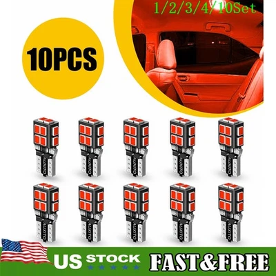 Red LED Parking Light Bulbs 168 192 194 2825 T10 Wedge Canbus Bright 1~10Set - Image 1 of 4