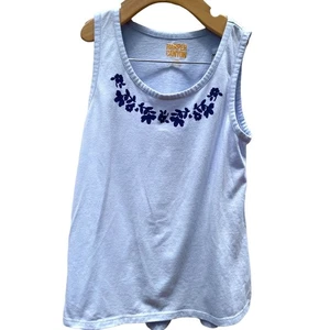 Harper Canyon Sleeveless Top Girl’s Size 7 Soft Blue Boho Nordic Floral Print - Picture 1 of 5