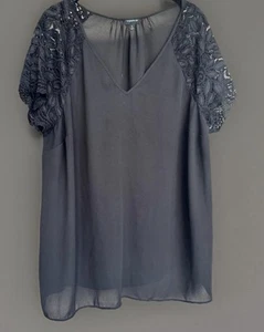 Torrid Womans Black Top Lacy Short Flutter Sleeves V-Neck Stylish Size 2X - Picture 1 of 16