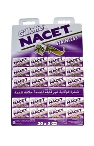 200 Gilette NACET STAINLESS Double Edge Razor Blades Made in Russia Original - Afbeelding 1 van 2