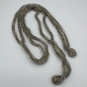 Vintage Guatemalan Wedding Necklace Silver Over Copper 72” Long Very Nice F - Picture 1 of 10