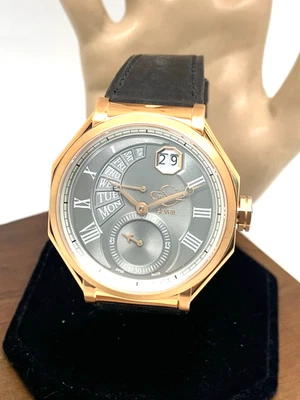 Reloj para hombre Gevril GV2 42423 cuarzo suizo esfera gris correa de cuero negro 44 mm Foto 1 de 4