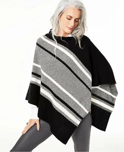 Charter Club Cashmere Chevron Striped Poncho One Size. - Picture 1 of 3