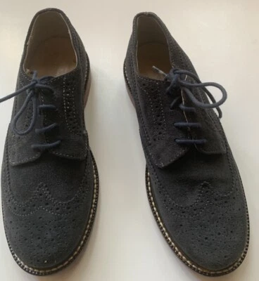 Zapatos de gamuza J Crew Cuts Oxford punta de ala niños talla 1 suela de ladrillo bucks cuero oscuro Foto 1 de 4