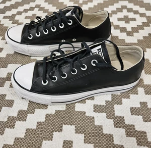CONVERSE Chuck Taylor All Star Leather Black Low Top Platform Sneakers EU40 UK6 - Imagen 1 de 9