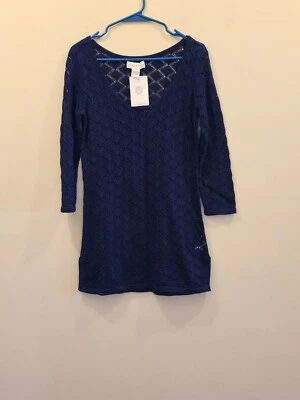 NWT Women's Doncaster Open Knit Pullover Sweater Blue 3/4 Sleeves Size Small - Image 1 of 4