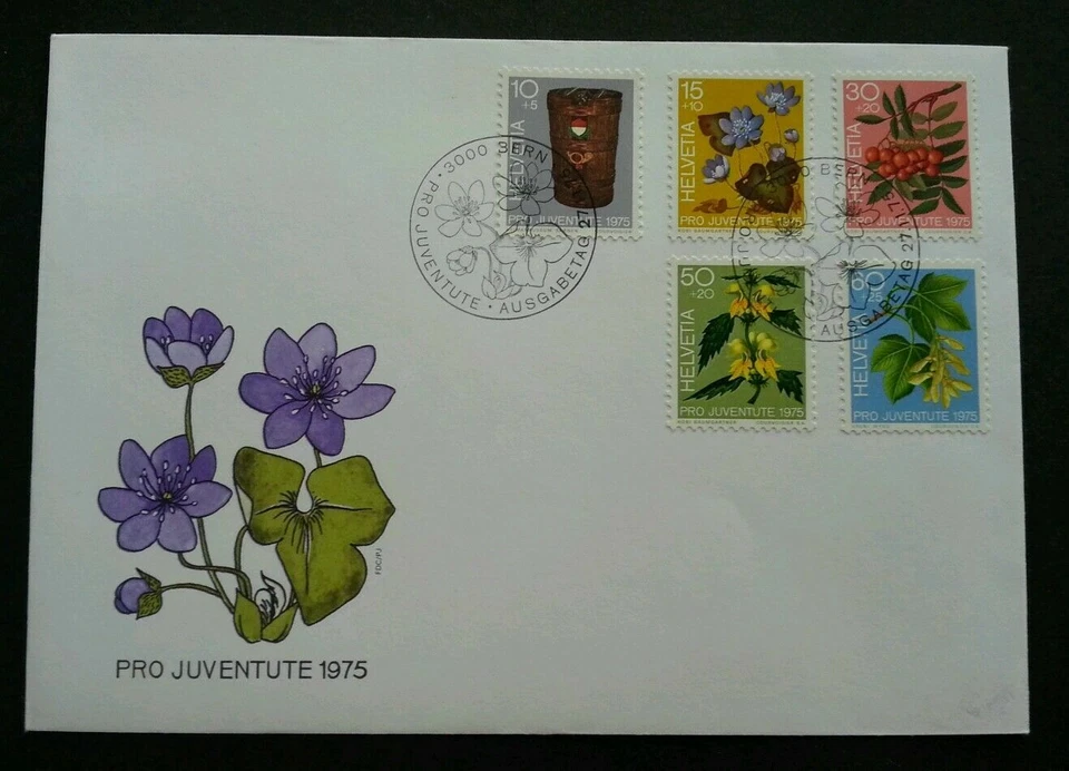 [SJ] Switzerland Pro Juventute Ornamental Plant Of Forest 1975 Flower (FDC) - Image 1 of 4