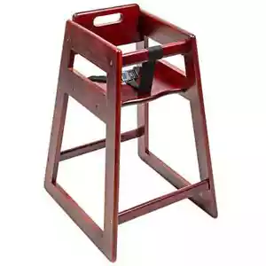 CENTRAL 20" MAHOGANY HIGHCHAIR STACKABLE WOODEN RESTAURANT SEAT, ASTM SAFETY - Picture 1 of 9