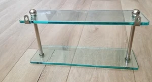 2 tier Bathroom Glass Shelf Silver Trim HEAVY DUTY - Picture 1 of 6