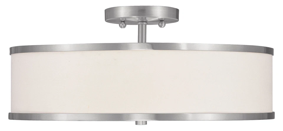 Livex Lighting 6352-91 Park Ridge 3 Light Ceiling Mount, Brushed Nickel - Image 1 of 1