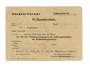 Nr.55029 Beleg Wien Quartierschein 2 Wk Luftkrieg beschädigte US Armee 1945 - Foto 1 di 2