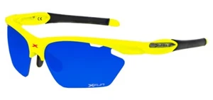 OCCHIALE SPORTIVO XFUN GLASSES XF01 GIALLO FLUO-LENTE BLU SPECCHIATA - Picture 1 of 1